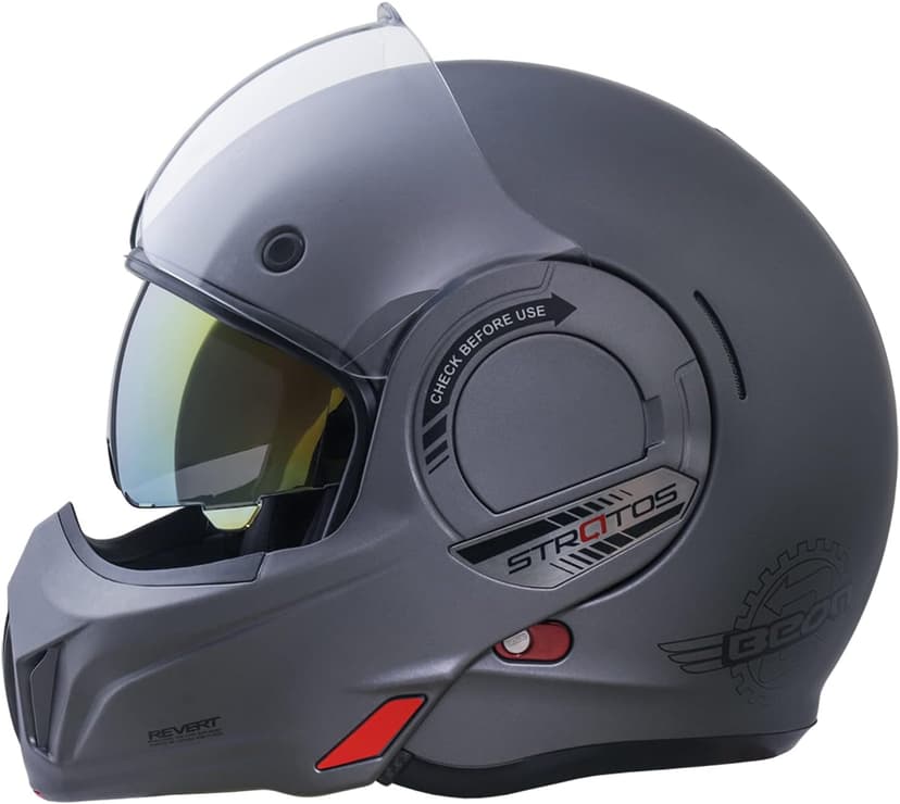 Full Face Motorcycle Helmet DOT Approved, 180° Reversible Chin Guard Modular Pilot Helmet with Anti-Fog Dual Visors for Adult Men Women