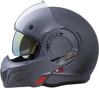 Full Face Motorcycle Helmet DOT Approved, 180° Reversible Chin Guard Modular Pilot Helmet with Anti-Fog Dual Visors for Adult Men Women