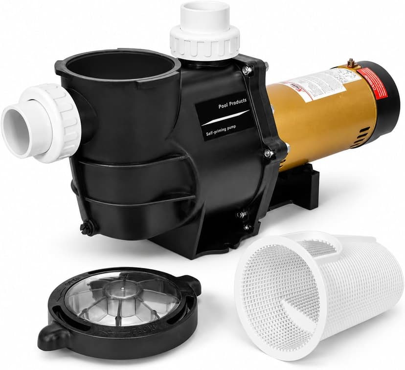 XtremepowerUS 2HP In-Ground Swimming Pool Pump Dual Speed High Flow 2" Inlet 230V High Flo 2-Speed w/ Slip-On Fitting Adapter, 5,820 GPH with Filter Basket