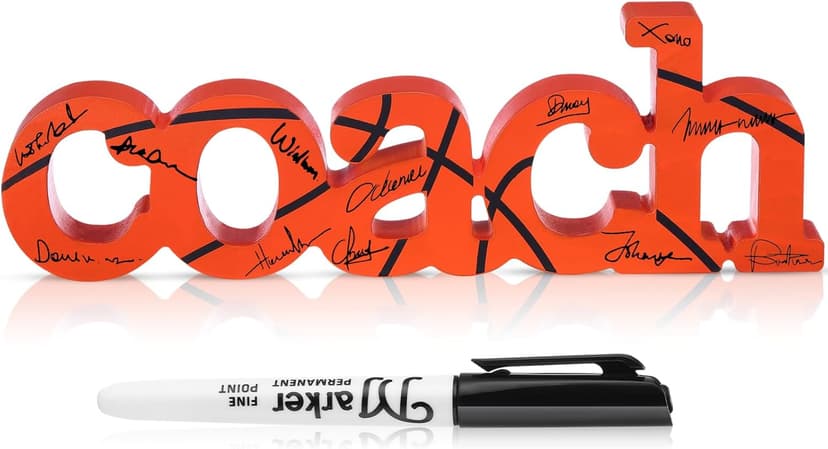 2 Pcs Coach Wood Word Marker Pen Set Coach Gift Coach Dad Gifts Coach Gifts Shelf Desk Decor Ready to Autograph(Basketball)