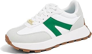 LUCKY STEP Women's Platform Fashion Sneakers Retro Classic Trainers Casual Lace-up Stylish Tennis Running Walking Shoes