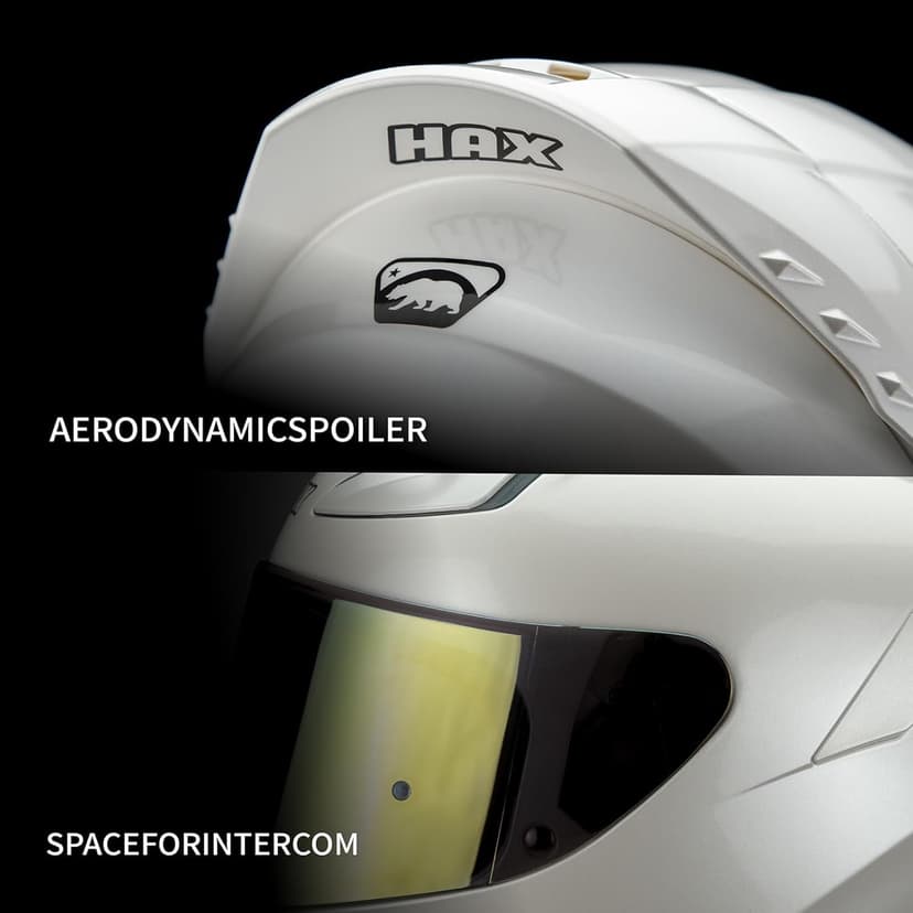 HAX Onix Full Face Motorcycle Helmets DOT Approved, Pinlock Ready & Intercom Slot , Motorbike Powersports Street Racing for Men Women（Pearl White, L)