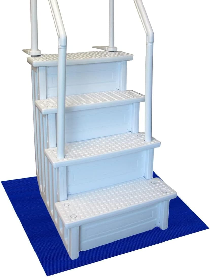 RESILIA Stay-Put Swimming Pool Ladder Mat - Non-Slip, Wide Ribbed, Protective Pad, 36 Inches x 36 Inches, 0.125 Inch Thick, Royal Blue, Made in USA