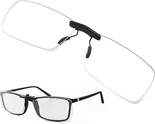 FONHCOO Clip on Blue Light Blocking Glasses Womens Mens over Prescription Glasses Frameless Lens Anti Eyestrain Headaches