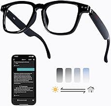 AI Smart Wireless Bluetooth Translation Glasses for Men/Women with Speakers/Bluetooth&140+ Languages Translation Sports/Travel/Drive/Busniess (C1+AI+Color Change Lenses+Black)