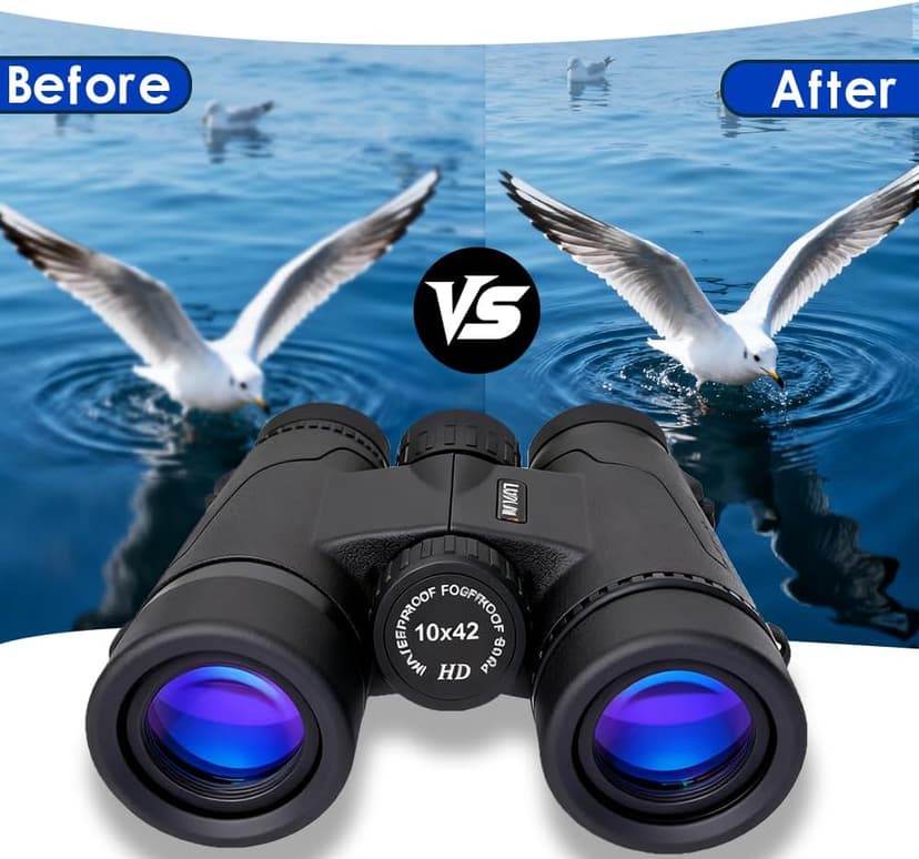 10x42 HD Binoculars for Adults High-Powered – Waterproof Binoculars with Clear Wide View, Lightweight for Bird Watching, Hunting, Hiking & Sports, with Carrying Bag