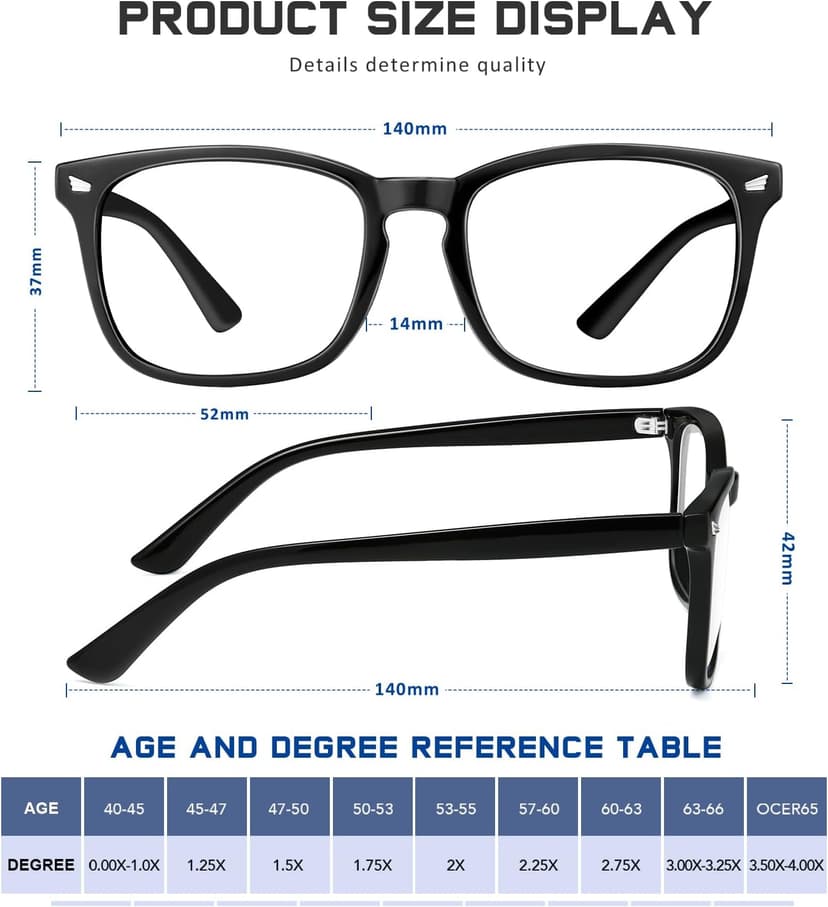 Reading Glasses for Women Men - Blue Light Blocking UV Filter Computer Readers,Anti Eyestrain Eyeglasses