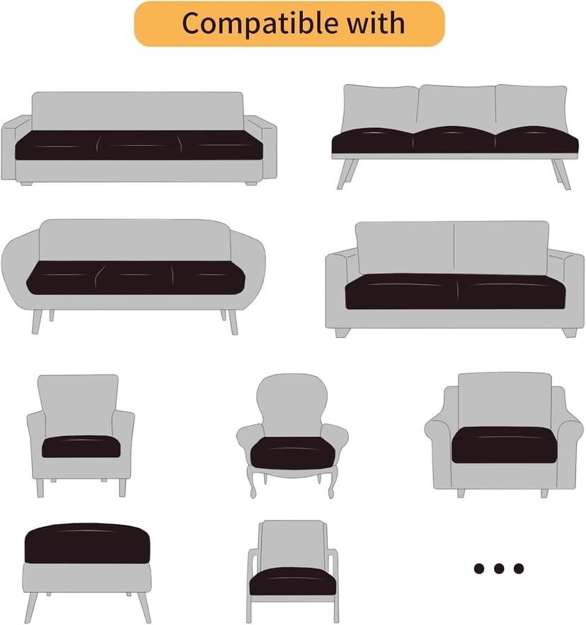 Fuloon Faux Leather Couch Cushion Slipcover, Waterproof Stretch Covers for Sofa, RV Chair Seat Cover, Individual Loveseat Couch Cushion Replacement, PU Leather Sofa Slipcovers(3 Pack, Brown)