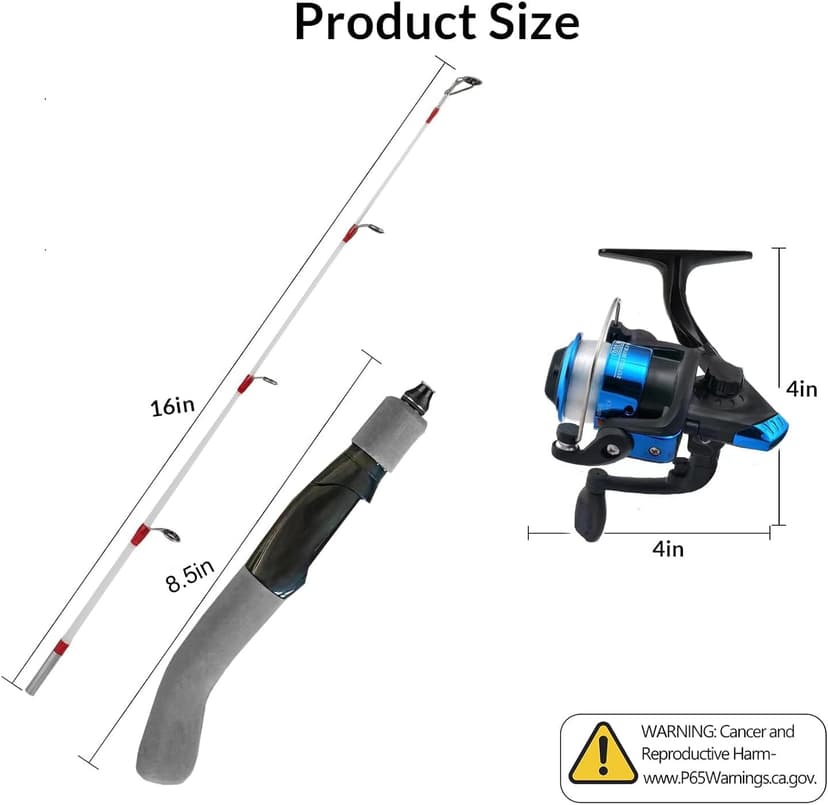 Generic 122Pcs Ice Fishing Rod Reel Combo, 24" Medium Light Ice Fishing Rod Kit with Ice Fishing Jigs, Lures for Trout, Walleye, Perch, Panfish Bluegill Crappie