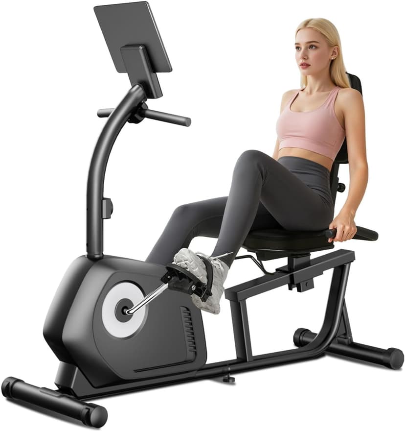 Recumbent Exercise Bike, Magnetic Staionary Bikes for Home with 16-level Resistance & Adjustable Seat, Staionary Bike for Seniors Adults, 330 LBS & LCD Monitor