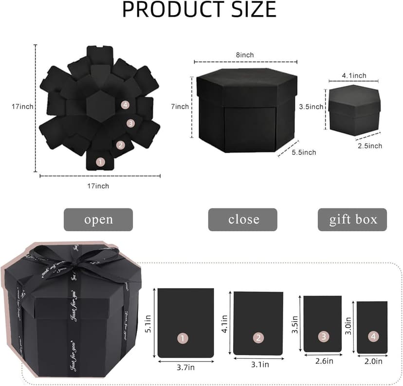 RECUTMS Explosion Box DIY Scrapbooking Set Handmade Photo Album Mothers Day Gifts,Gift Box with 6 Faces for Christmas Gift Wedding Memory Book (6 Sides)