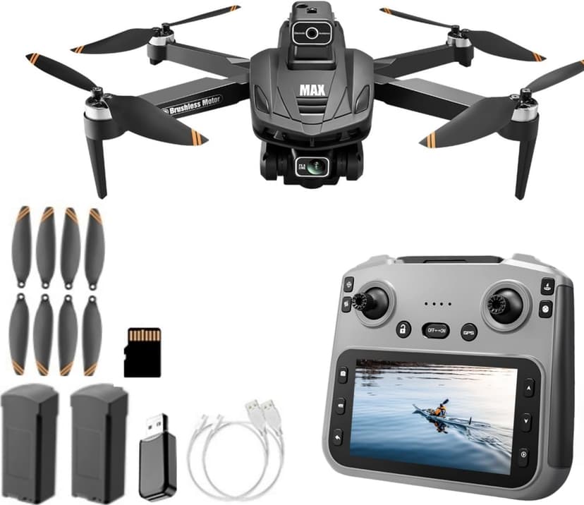 GPS Drone with 4K Camera, 4.5" LCD Display Screen Controller- 3,280ft RC Range, Auto return, Follow Me, Go Home, Gesture Control, One Key Takeoff/Landing, Altitude Hold,led Light ，Professional Quadcopter for Aerial Photography Control and Video Recording, Sports Racing Car Appearance, Adult Beginner-Friendly FPV RC Quadcopter For Kids 8-12