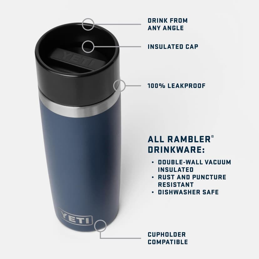 YETI Rambler 16 oz Travel Bottle, Stainless Steel, Vacuum Insulated with Leakproof Commuter Cap, Black