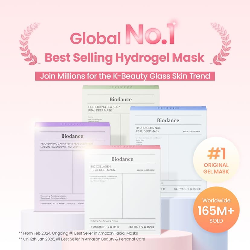BIODANCE Bio-Collagen Real Deep Mask, Hydrating Overnight Hydrogel Face Mask, Pore Minimizing, Elasticity, Plumping, Travel Essentials & Self Care Gifts for Women, Korean Skin Care | 1.19oz(34g) x 4ea B0B2RM68G2