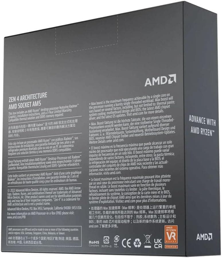 AMD Ryzen 5 7600X 6-Core, 12-Thread Unlocked Desktop Processor