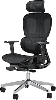 PatioMage Ergonomic Office Chair with Footrest, Big and Tall Desk Chair with Adjustable Lumbar Support, Seat Depth & 3D Armrests, High Back Mesh Computer Chair for Home Office, Black