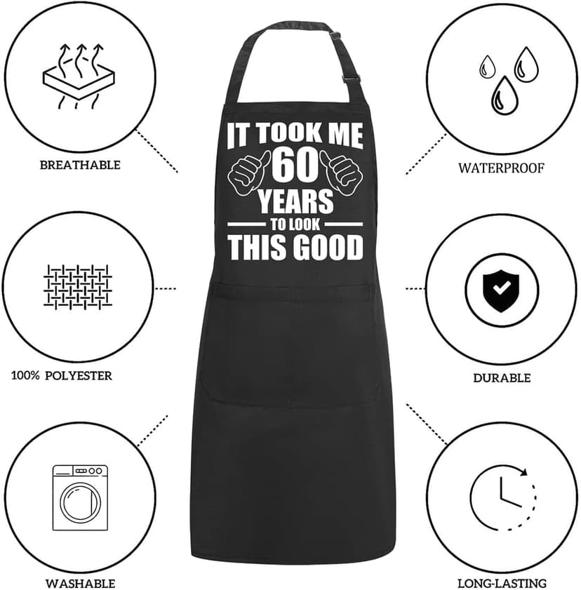 60th birthday gifts for women Men, Funny Chef Aprons with Pockets for 60 year old birthday gift