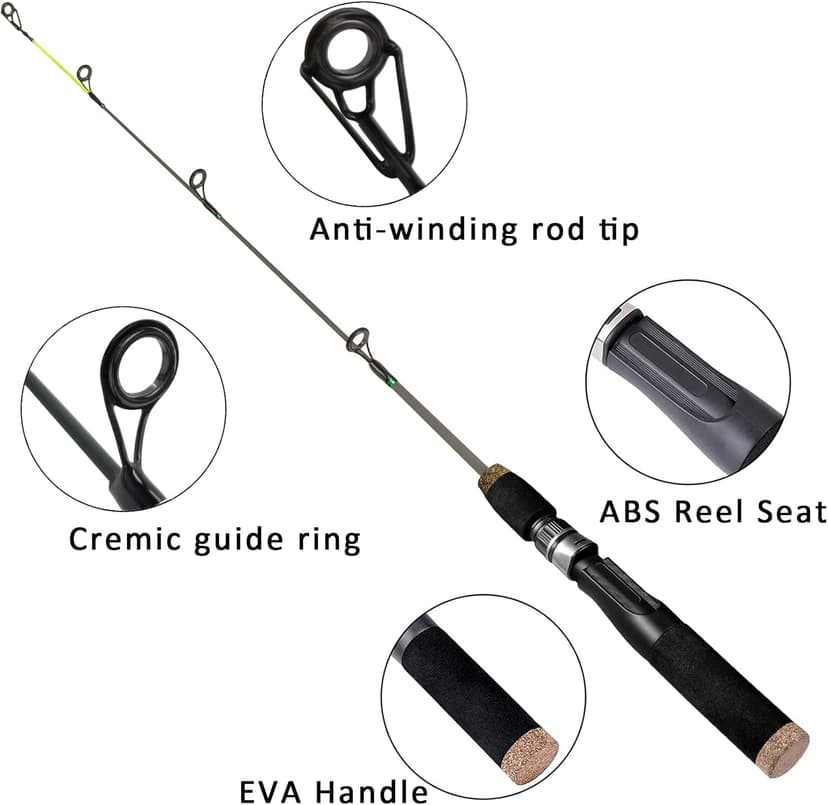 Aventik Ultralight Ice Fishing Rod Reel Combo 26//28/30/32 inch Medium Light Fast Action Multi-Species Spinning Ice Fishing Combos Tackle for Walleye Perch Panfish and Trout