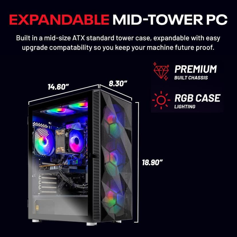 Skytech Gaming Storm Gaming PC, AMD Ryzen 5 5500 3.6GHz, NVIDIA RTX 5050 8GB, 1TB NVMe SSD, 32GB DDR4 RAM 3200, 650W Gold PSU, Wi-Fi, Win 11, Desktop
