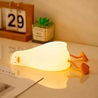 Lying Flat, Cute Squishy Ducky Lay Touch Kids Lamp, College Funny Dirty Santa Gag, Yankee Swap, Birthday Gifts, Safe Silicone YR YRHH-PET Existential Crisis Duck Lamp Night Light, White Elephant Gifts B0DRL96PCC