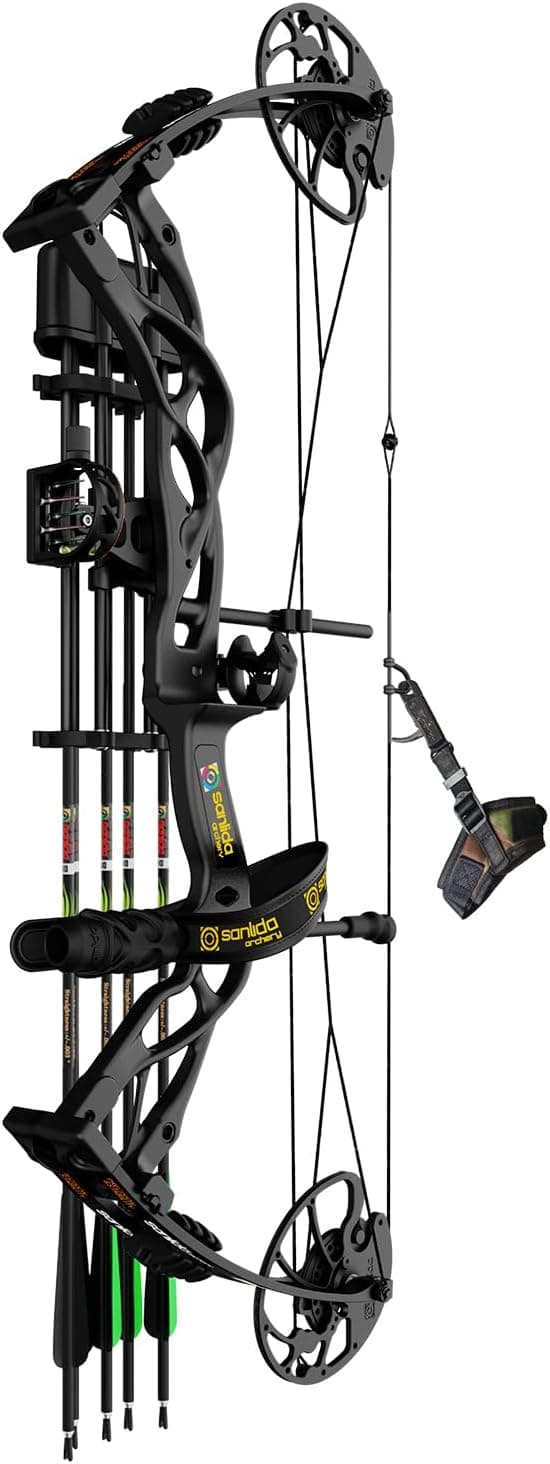 Sanlida Dragon X9 Ready to Hunt Compound Bow Package for Adults, Archery Compound Bow and Arrow Set, 0-70 Lbs Draw Weight, No Bow Press Needed, Limited Life-time Warranty, RH Only