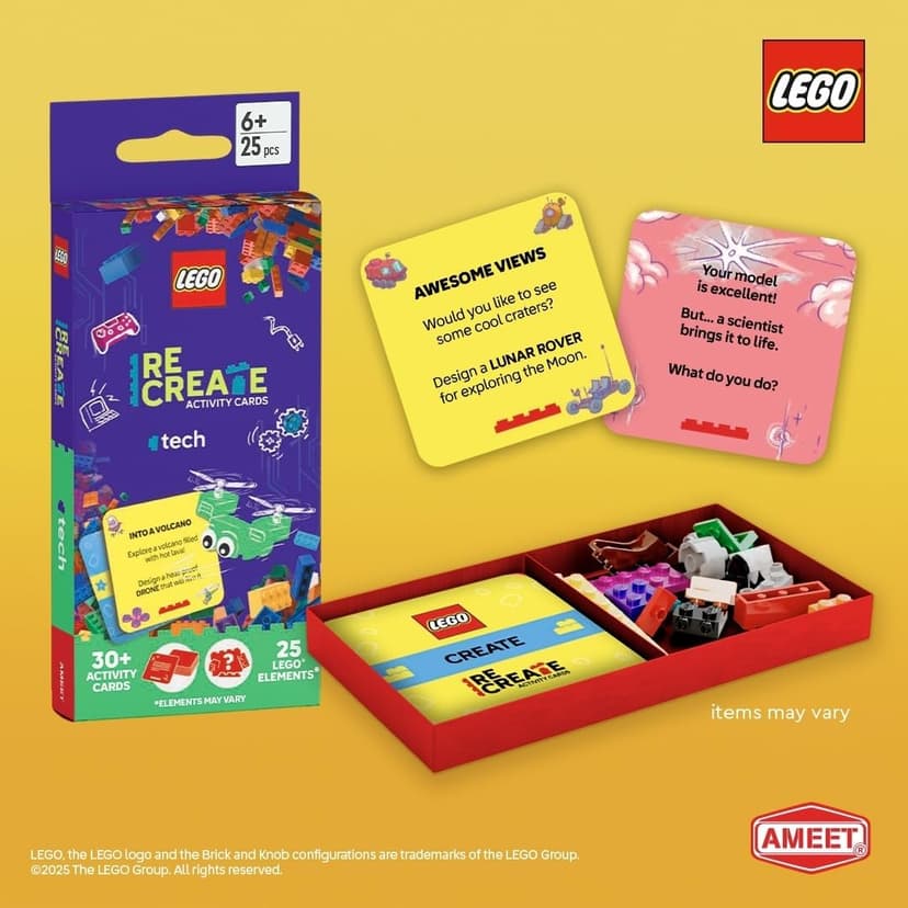 LEGO Recreate Activity Cards – Tech | Build & Play Game with 30+ Activity Cards & 25 LEGO Elements | Ages 6+