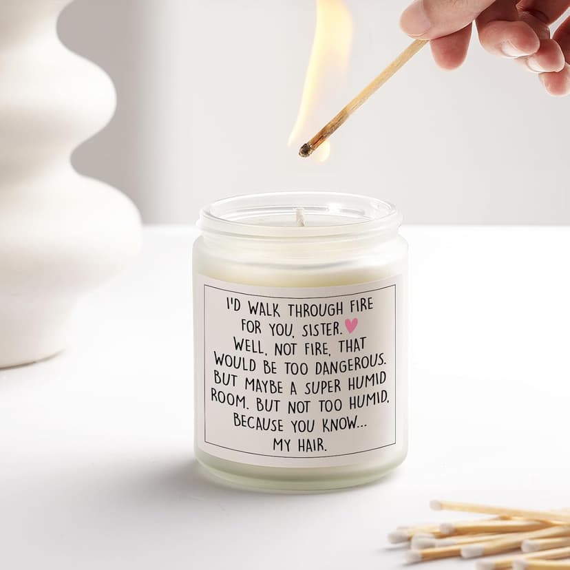 Funny Sister Gifts, Sister Birthday Gifts Ideas- Handmade Lavender Natural Soy Wax Candle (7oz)- Sisters Gift from Sister Brother for Graduation, Birthday, Christmas, Mothers Day, Sis Candle