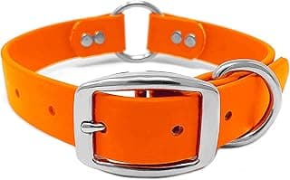 Regal Dog Products Medium Orange Dog Collar with Heavy Duty Double Buckle & D Ring | Vinyl Coated, Custom Fit, Adjustable Biothane Dog Collar Chew Resistant Waterproof Center-Ring Collar for Dogs