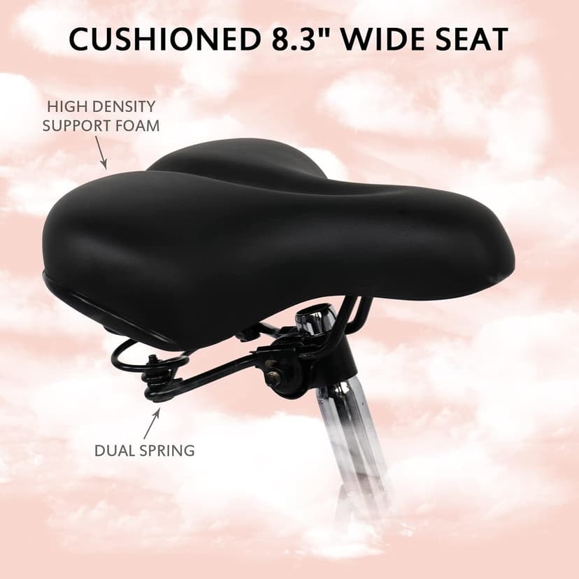 26" Beach Cruiser Bike, Commuter Bicycle, 7 Speed/Linear Pull Brakes/Widen Seat Men & Women Bike, Adult and Teens Bicycle for Urban Commuter