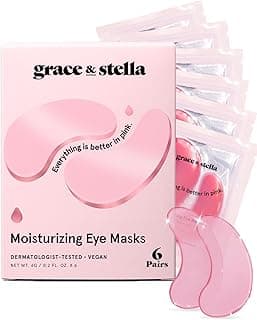 grace & stella Award Winning Under Eye Mask - Reduce Dark Circles, Puffy Eyes, Undereye Bags, Wrinkles - Gel Under Eye Patches - Gifts for Women Under 10 Dollars - Vegan Cruelty-Free (Pink, 6 Pairs)