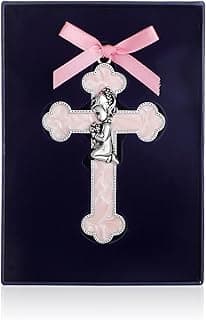 KOMI Pink Enamel Baby Wall Cross Christening Gifts Praying Girl Cross Christening and Dedication Baptismal Gifts from Godparents
