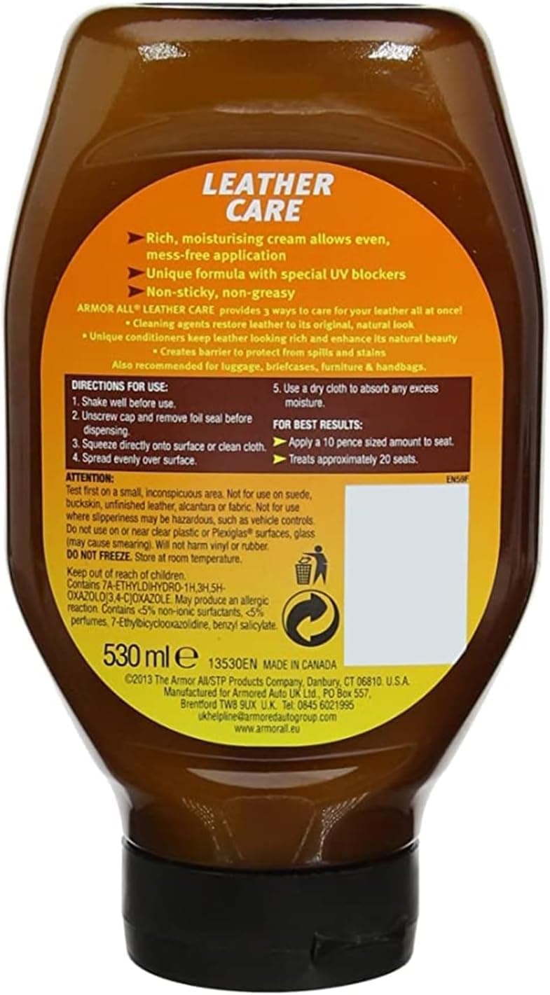 Armor All Car Leather Conditioner Gel, Interior Cleaner for Cars, Trucks and Motorcycles, 18 Fl Oz