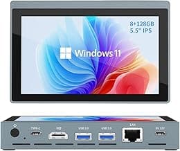 HEIGAOLAPC Mini PC with Intel Celeron N5100, 8GB RAM 256GB SSD, Windows 11 Pro, Triple 4K Display, Dual-Band WiFi, Fanless Design for Digital Signage, POS, Office, Home & Business