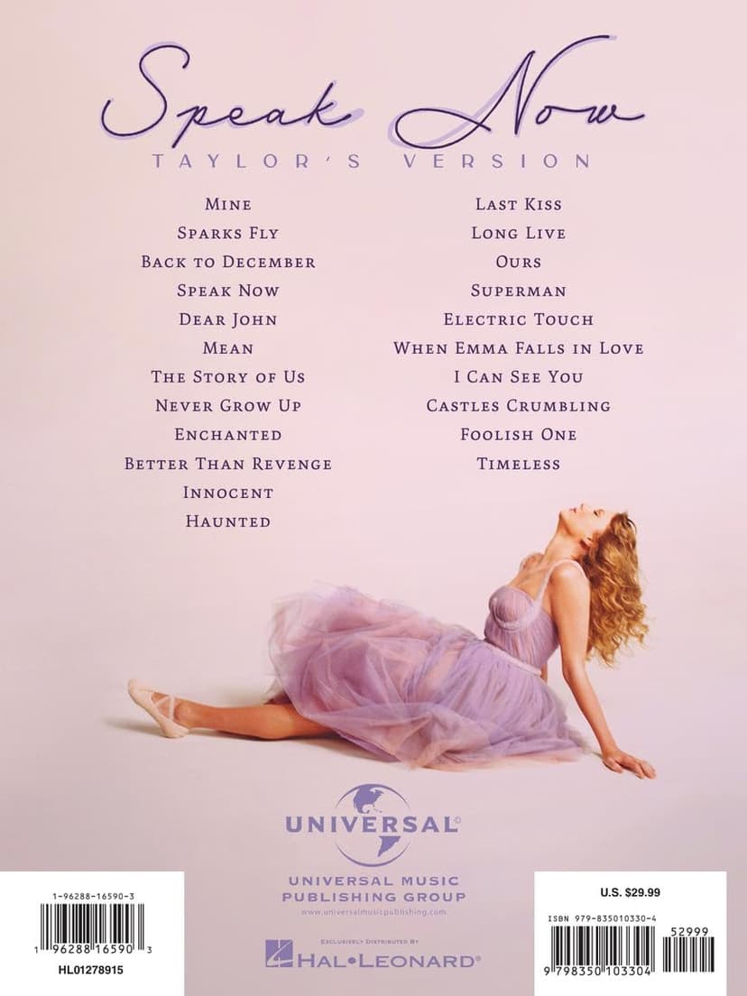 Taylor Swift - Speak Now (Taylors Version) Songbook | Piano/Vocal/Guitar Sheet Music for All Levels | 22 Songs from the Record-Breaking Album | Includes Lyrics and Chords | Perfect for Students/Fans