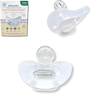 Breathe Baby Pacifier – Patented Design for Natural Oral & Facial Development - BPA-Free, Latex-Free, Pediatrician Developed - Dishwasher Safe 2 Pack (Stage 1: 0-3 Months)