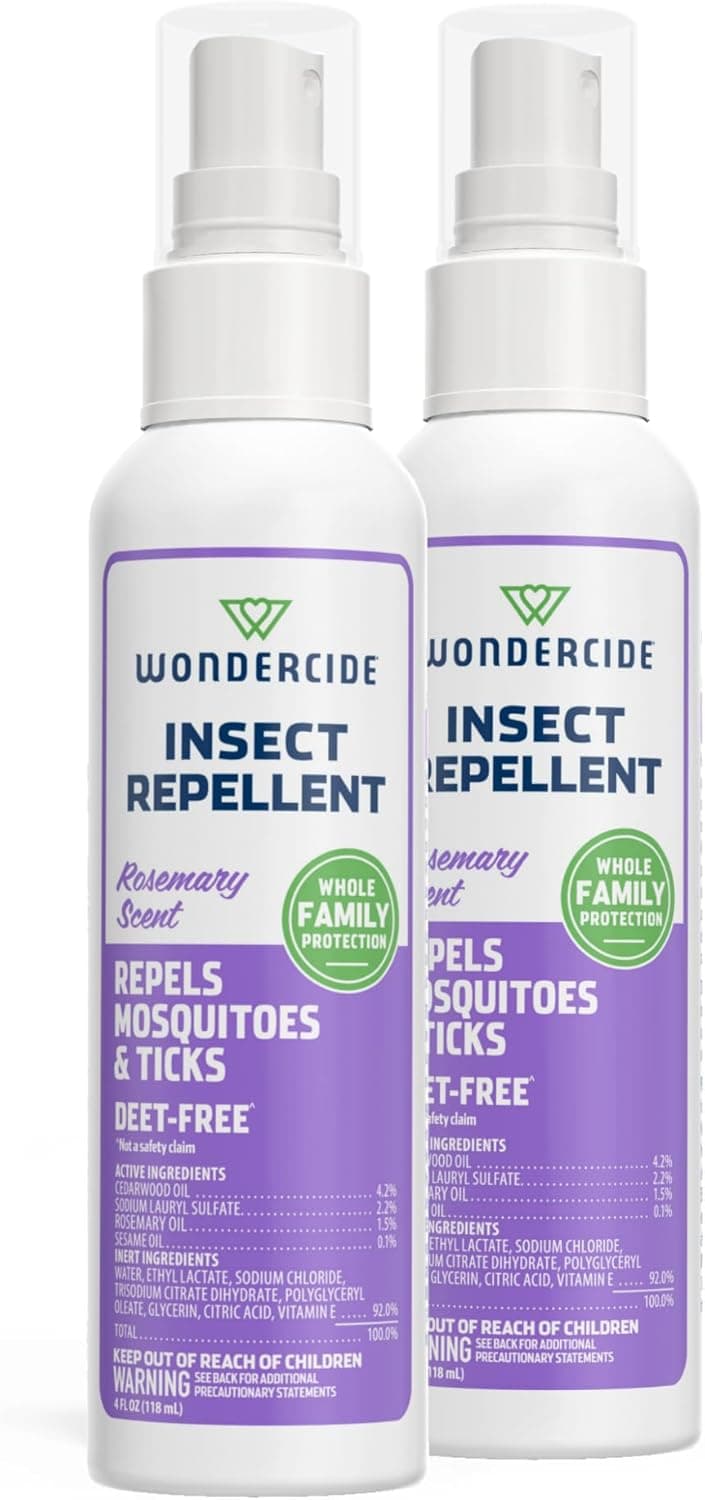 Wondercide - Mosquito, Tick, and Insect Repellent with Natural Essential Oils - Bug Spray and Killer - Safe for Family - Rosemary 2-Pack of 4 oz Bottle