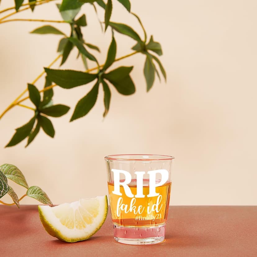 21st Birthday Gift for Her, Happy 21st Birthday Gift for Women, RIP FAKE ID Gift for 21 Year Old Girls Boys, Gift for 21 Year Old Woman, 2004 Happy Birthday Shot Glass, 2004 Birthday Party Decoration