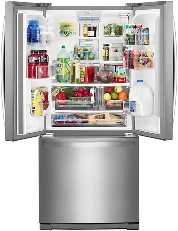 Whirlpool 30 Inch French Door Refrigerator with 19.7 Cu. Ft. Capacity, Internal Ice Maker, Water Dispenser, Spill-Proof Glass Shelves, EveryDrop® Filtration and Fast Cool: Stainless Steel