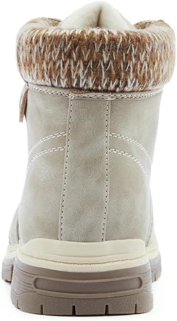 ANJOUFEMME Casual Winter Hiking Boots For Women - Womens Outdoor Snow Ankle Boots Waterproof Lightweight Lace up Fur Lined Walking Hiking Shoes