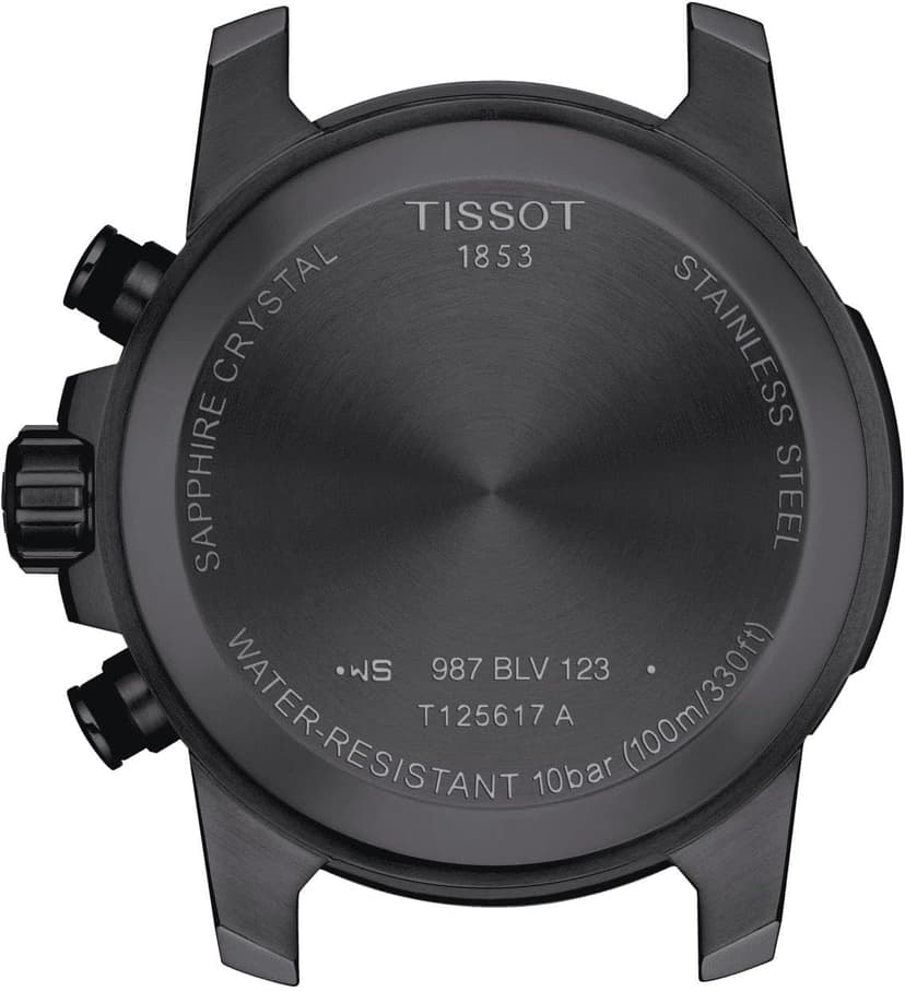 Tissot Mens Supersport Chrono 316L Stainless Steel case with Black PVD Coating Swiss Quartz Watch, Black, Beige, Textile, 22 (T1256173705101)