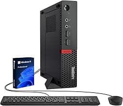 Lenovo ThinkCentre M910q Tiny Desktop Computer mini PC, Intel Core i5-6500T, 8 GB RAM, 250 GB SSD, Keyboard & Mouse, Windows 11 Pro (Renewed)