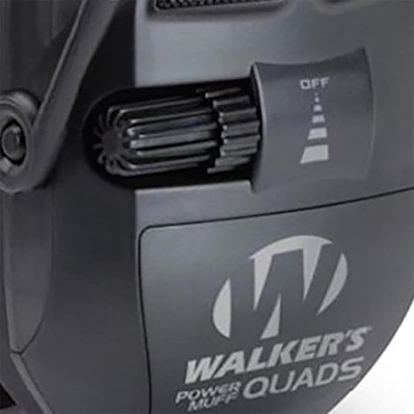 WALKER'S Ultimate Power Muff Quads - Hearing Protection Noise Reduction 26dB NRR Hunting Gun Range Shooting Electronic Earmuffs with AFT, 2 AAA Batteries Included