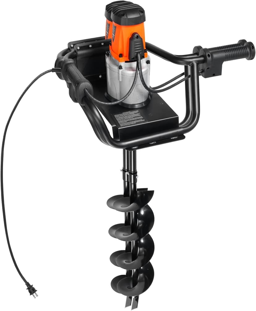 VEVOR Electric Post Hole Digger, 5.71 in Auger Bit with 1500W Powerful Motor, 140 RPM Alloy Steel Earth Auger Drill Bit with 10.24 in Extension Rod, for Post Hole Digging, Drilling & Tree Planting