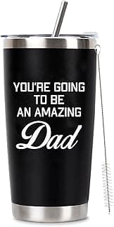 New Dad Gifts For Expecting Dad to be Father’s Day First Time Gifts 20oz Black Insulated Stainless Steel Tumbler Cup Birthday Baby Shower Gender Reveals Presents Christmas Gift Ideas