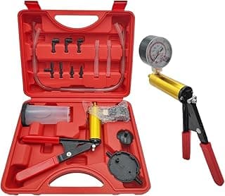 YTFRL Hand Held Vacuum Pump Brake Bleeder Kit, Brake Clutch Fluid Bleeder Vacuum Pump Pressure Tester with Gauge Adapters, Automotive Brake Fluid Bleeding Set with Protected Case
