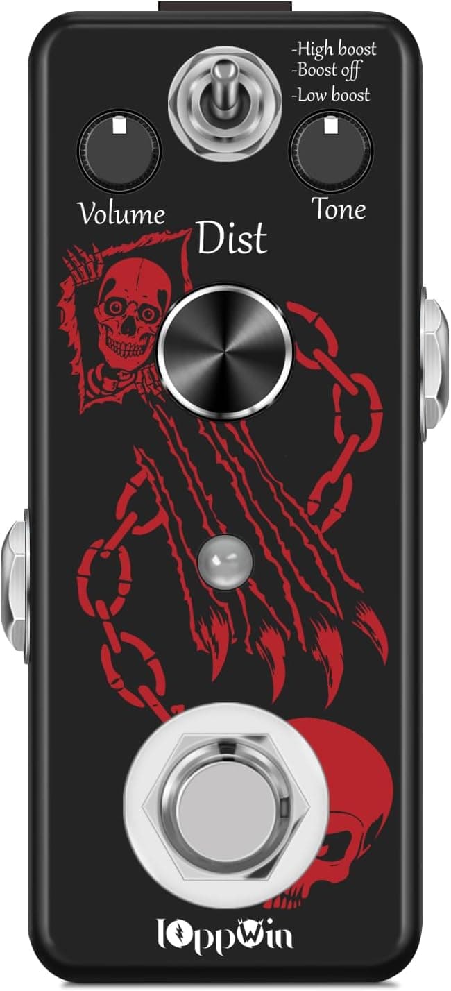 IOppWin HOLY WAR Heavy Metal Distortion Pedal - 3 Mode (Lo/Hi Boost) True Bypass, Mini Metal Casing, Guitar Effects Pedal