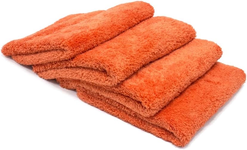 Autofiber Korean Plush Premium Edgeless Microfiber Detailing Towels (16"x16") 4-Pack (Orange)