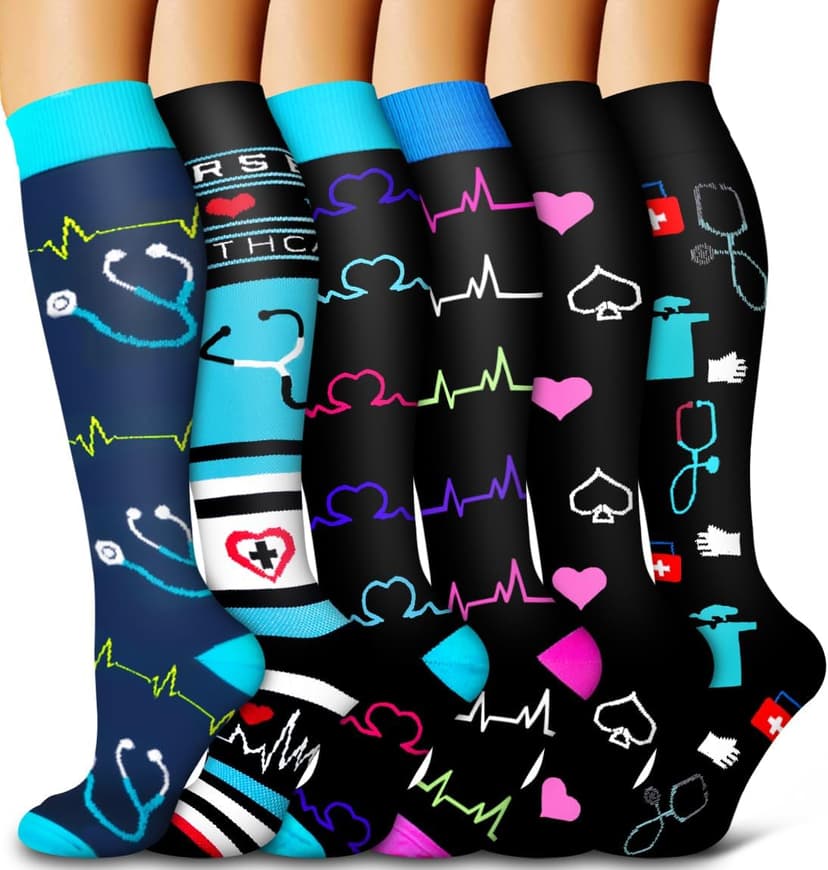 6 Pack Copper Compression Socks for Women and Men Circulation-Best Support for Medical,Running,Nursing,Athletic B082QTVPCM