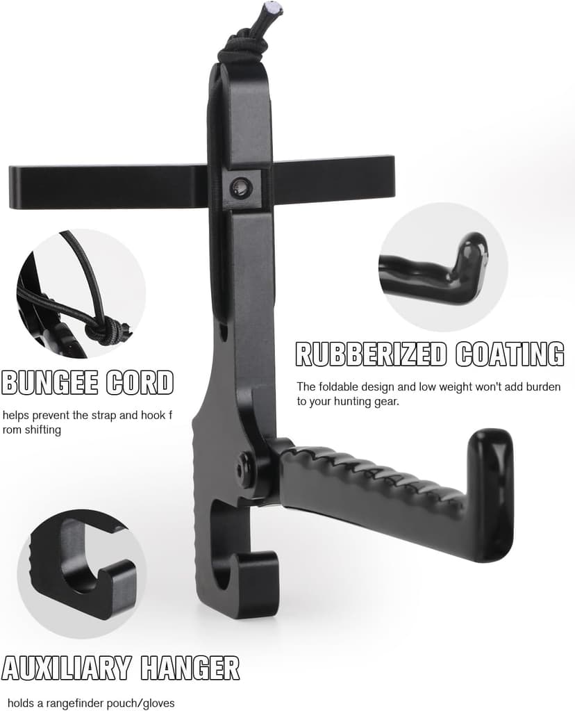 Treestand Bow Hanger with Strap - Saddle Hunting Bow Hanger - Folding Lightweight Bow Hanger with Backpack Hook - Bow Hunting Accessories Crossbow Bow Hanger - Mobile Hunting