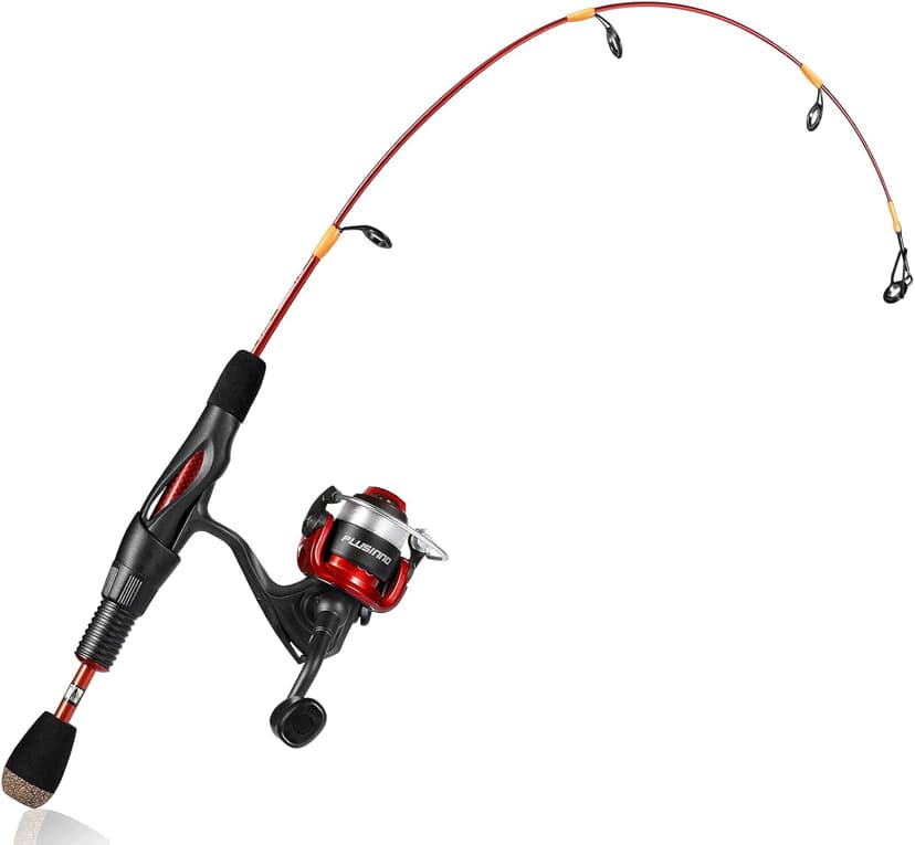 PLUSINNO Ice Fishing Rod, Ultralight and Sensitive Ice Fishing Rod and Reel Combo, 26"/27"/28" for Trout, Walleye, Perch, Panfish Bluegill Crappie